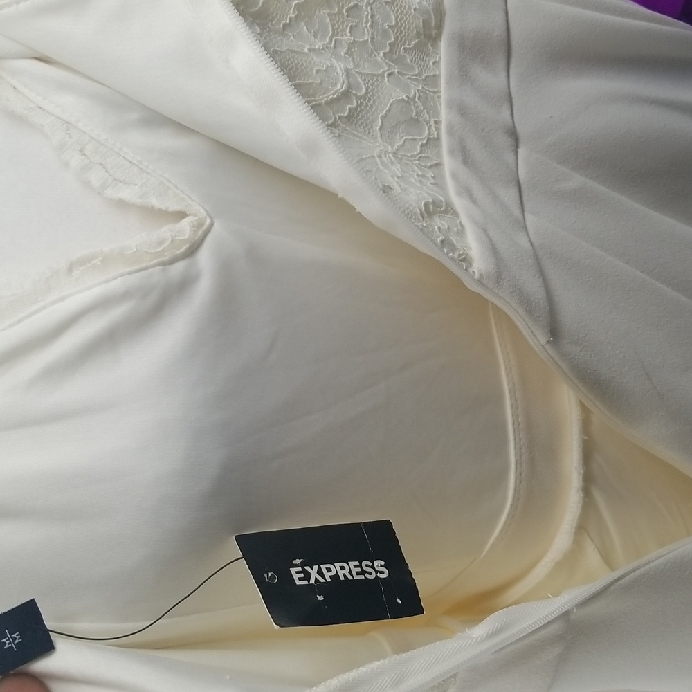 Express Cream Jumpsuit Lace Top Spaghetti Straps & Pockets Jumpsuit - Picture 13 of 15